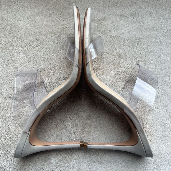 Schutz Ariella Clear Straps Heeled Sandals Beige Leather Inner Sole Women 9.5 B - Picture 4 of 15